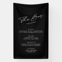 Simple Minimalist Black & White Wedding Bar Menu