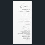Simple Minimalist Black & White Wedding Ceremony Program<br><div class="desc">This beautifully designed wedding ceremony program is perfect for the couple who wants a simple and minimalist look for their big day. Featuring elegant serif and hand lettered calligraphy script fonts in black and white, this program will be sure to complement your wedding theme. With the option to personalise the...</div>