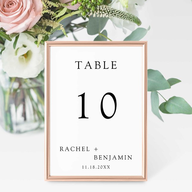 Simple Minimalist Black White Wedding Classic Table Number (Creator Uploaded)