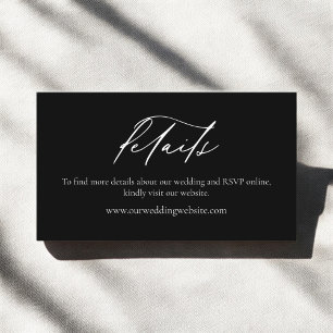 Simple Minimalist Black White Wedding Details Business Card