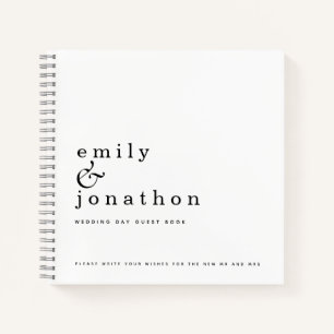 Simple Minimalist Black White Wedding Guest Book