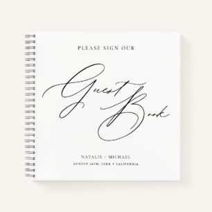 Simple Minimalist Black White Wedding Guest Book