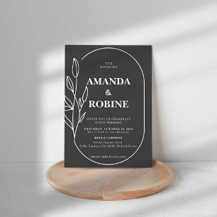 Simple Minimalist Black & White Wedding Invitation