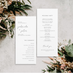 Simple Minimalist Black & White Wedding Program