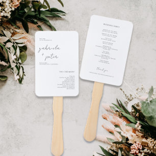 Simple Minimalist Black & White Wedding Program Hand Fan