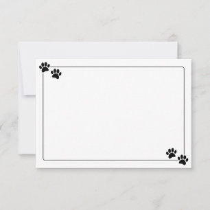 Simple Minimalist Blank Bodered Dog Paw Prints Card