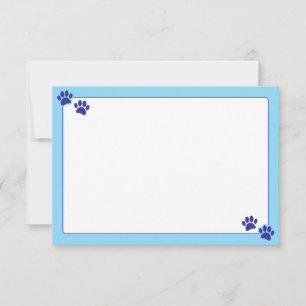 Simple Minimalist Blank Bordered Dog Paw Prints Card