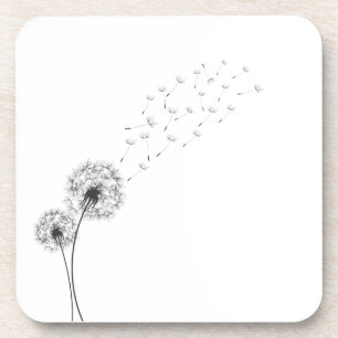 Simple Minimalist Blowing Dandelion Coaster