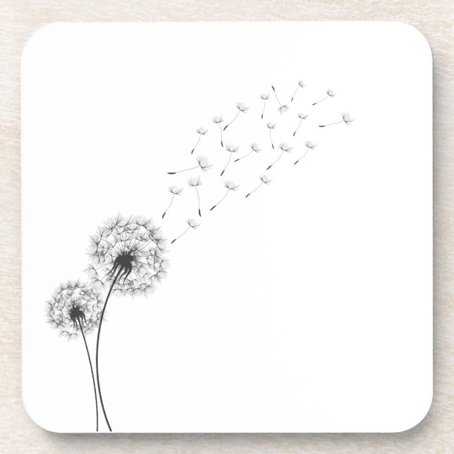 Simple Minimalist Blowing Dandelion | Coaster (Front)