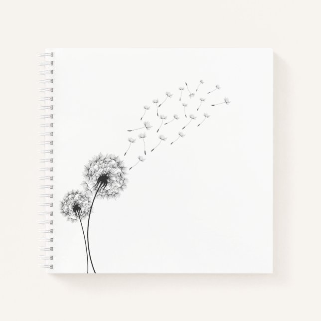 Simple Minimalist Blowing Dandelion | Notebook (Front)
