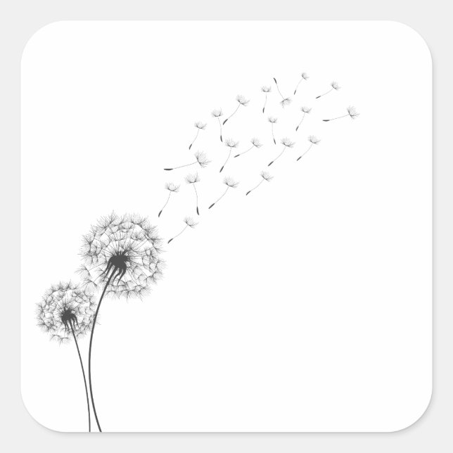 Simple Minimalist Blowing Dandelion | Sticker (Front)
