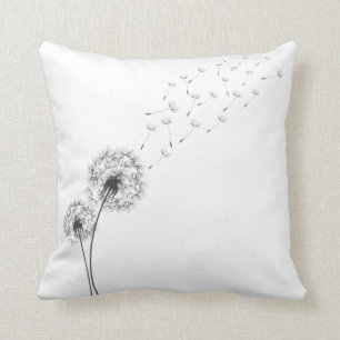 Simple Minimalist Blowing Dandelion   Throw Pillow