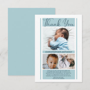 Simple Minimalist Blue Baby Shower Boy Thank You