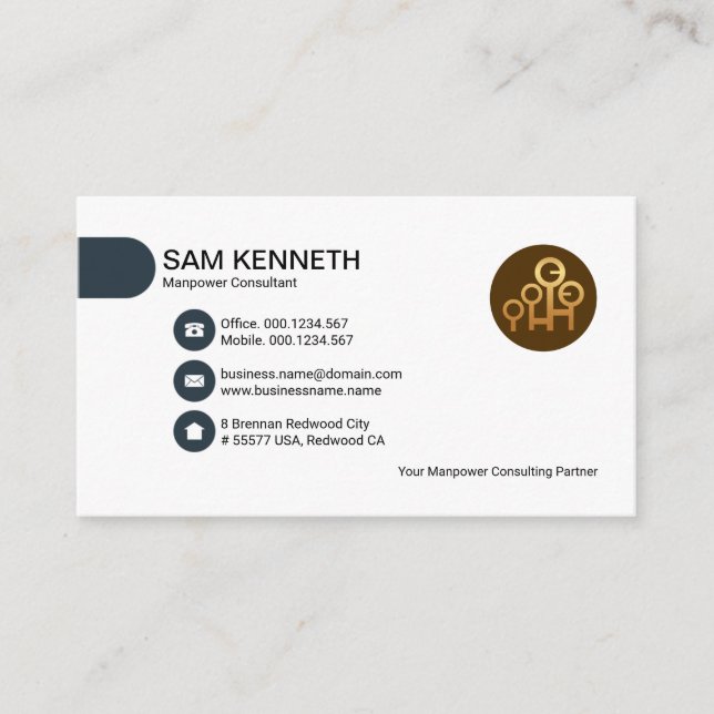 Simple Minimalist Blue Buttons Tab CEO Founder Business Card (Front)