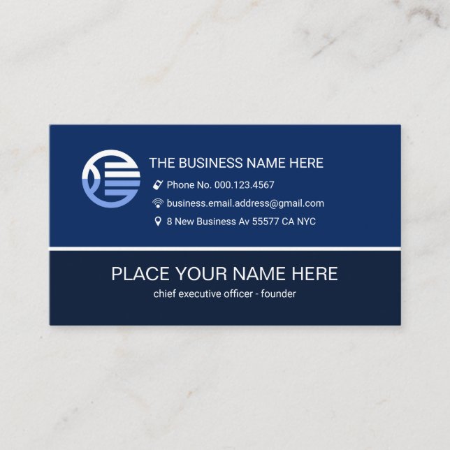 Simple Minimalist Blue Layers Store Owner Business Card (Front)