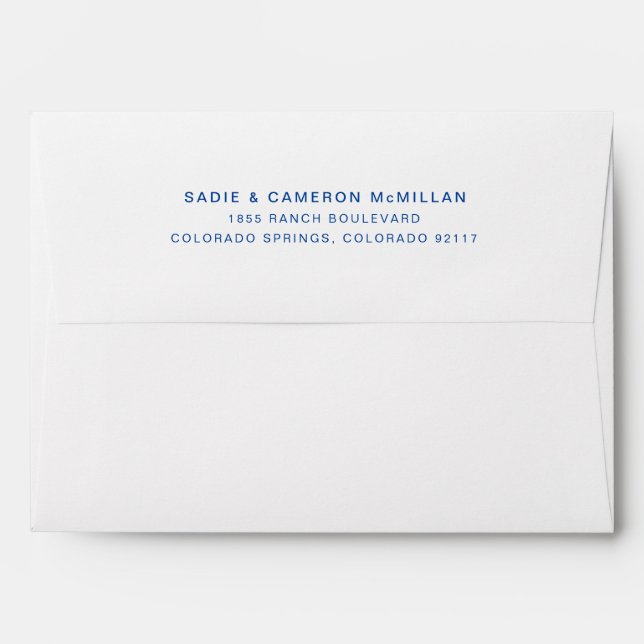 Simple Minimalist Blue Return Address Envelope (Back (Top Flap))
