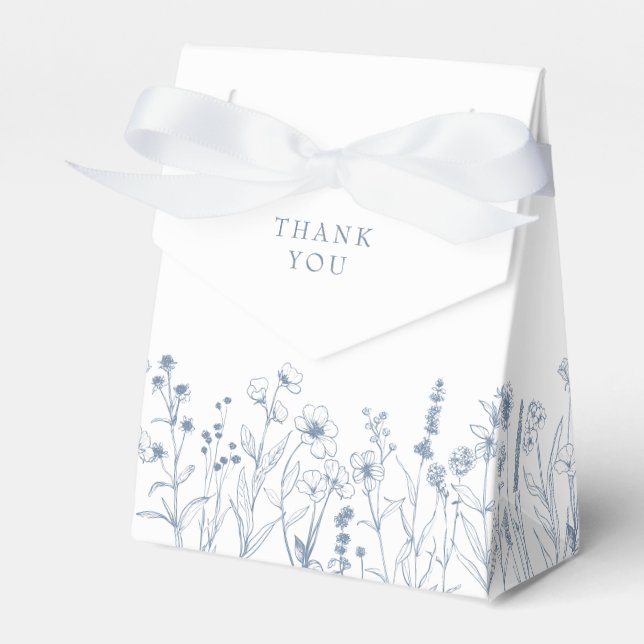 Simple Minimalist Blue Wildflower Bridal Shower    Favour Box (Front Side)
