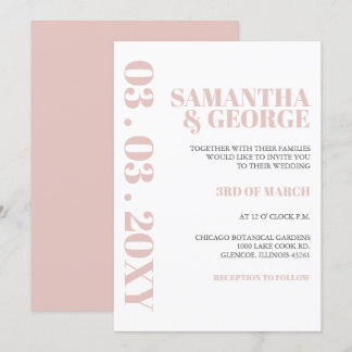 Simple Minimalist Blush Modern Wedding  Invitation