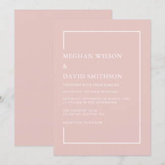 Simple Minimalist Blush Modern Wedding  Invitation