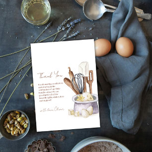 Simple Minimalist Boho Bakery Chef Baby Shower Thank You Card
