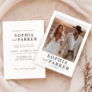 SImple Minimalist Boho Photo Wedding Invitation