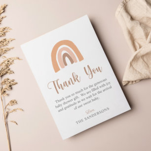 Simple Minimalist Boho Rainbow Baby Shower Thank You Card
