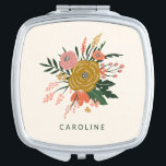 Simple Minimalist Botanical Flower Personalised Compact Mirror<br><div class="desc">Simple Minimalist Botanical Flower Personalised Compact Mirror</div>