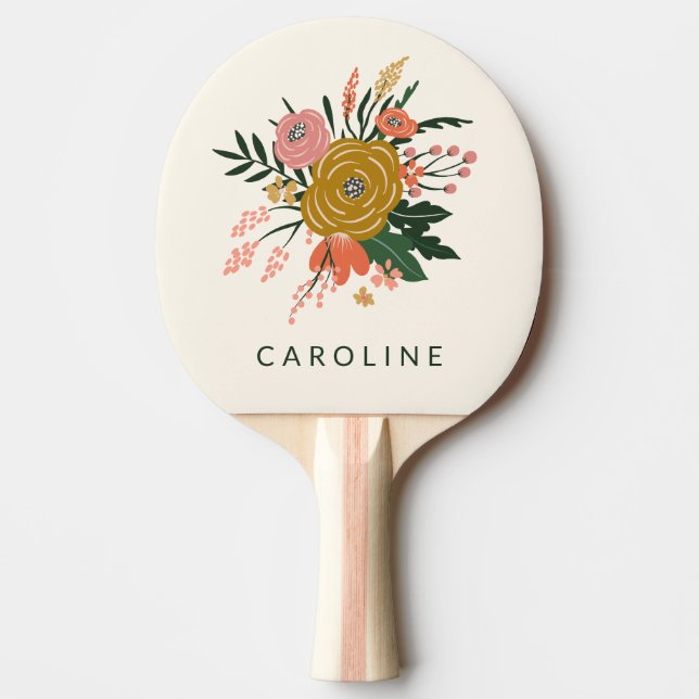 Simple Minimalist Botanical Flower Personalised  Ping Pong Paddle (Front)