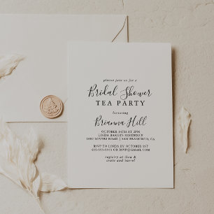 Simple Minimalist Bridal Shower Tea Party Invitation