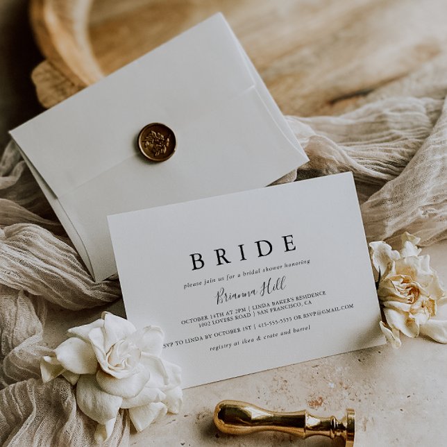 Simple Minimalist Bride Bridal Shower Invitation (Creator Uploaded)