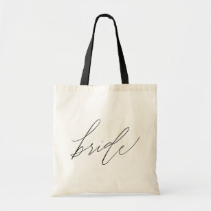 Simple Minimalist Bride Calligraphy Script Tote Bag