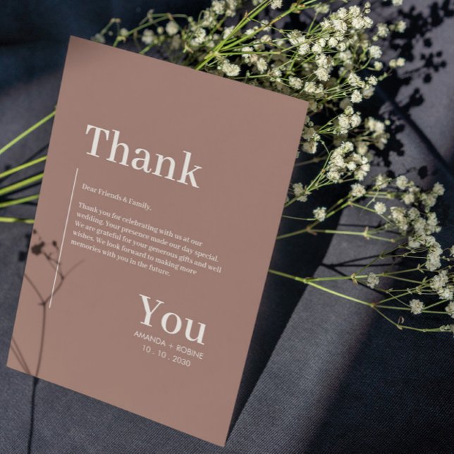 Simple Minimalist Brown Elegant  Thank You Card (Creator Uploaded)