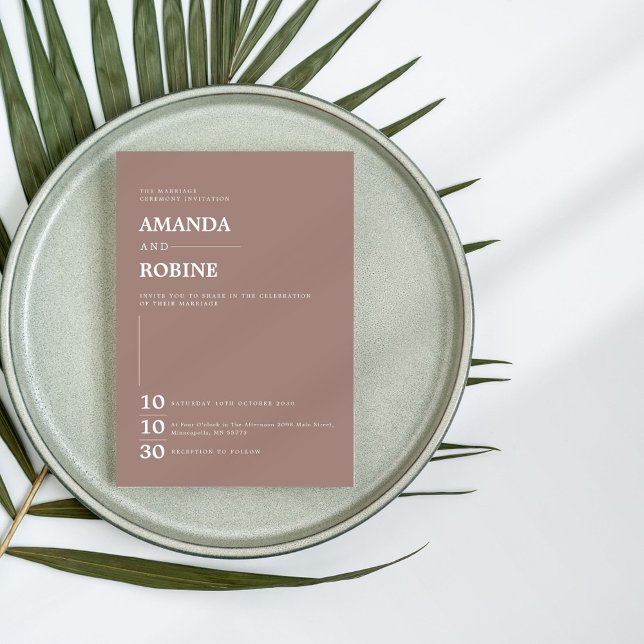 Simple Minimalist Brown Elegant Wedding Invitation (Creator Uploaded)