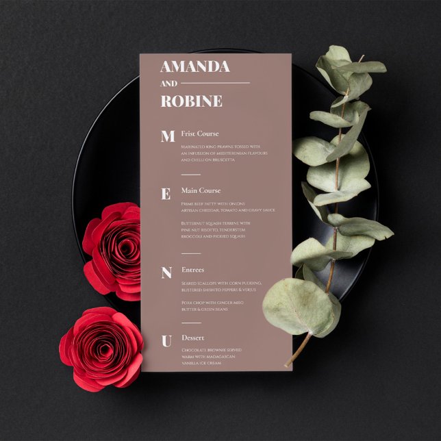Simple Minimalist Brown Elegant Wedding Menu (Creator Uploaded)
