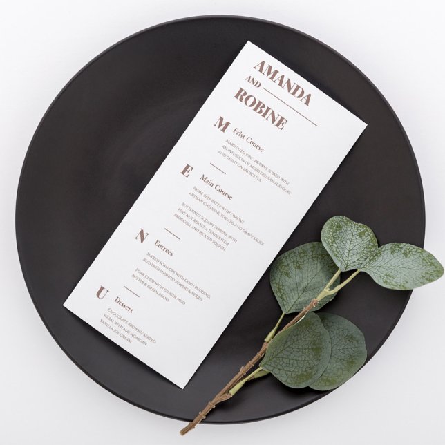 Simple Minimalist Brown Elegant Wedding Menu (Creator Uploaded)