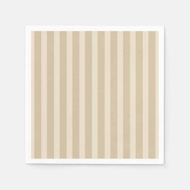 Simple Minimalist Brown Tan Striped Caramel  Napkin (Front)
