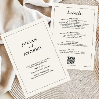 Simple Minimalist Budget Beige Wedding Invitation
