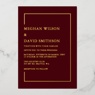 Simple Minimalist Burgundy Modern Wedding  