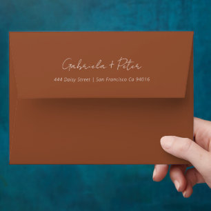 Simple Minimalist Burnt Orange Modern Wedding Envelope