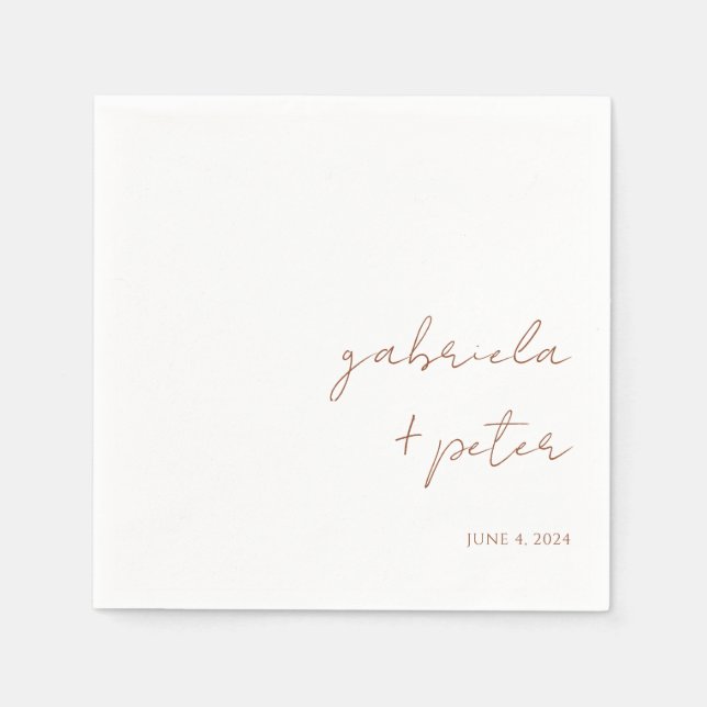 Simple Minimalist Burnt Orange Modern Wedding Napkin (Front)