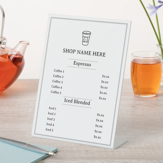 Simple Minimalist Café Just Coffee Menu Pedestal Sign (In SItu)