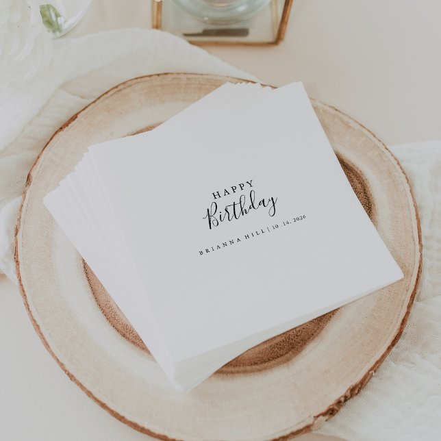 Simple Minimalist Calligraphy Birthday Party Napkin (Creator Uploaded)