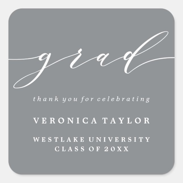 SIMPLE MINIMALIST CALLIGRAPHY GRADUATION STICKER (Front)