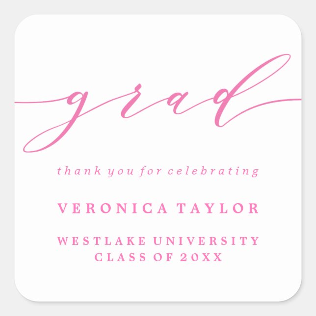 SIMPLE MINIMALIST CALLIGRAPHY GRADUATION STICKER (Front)
