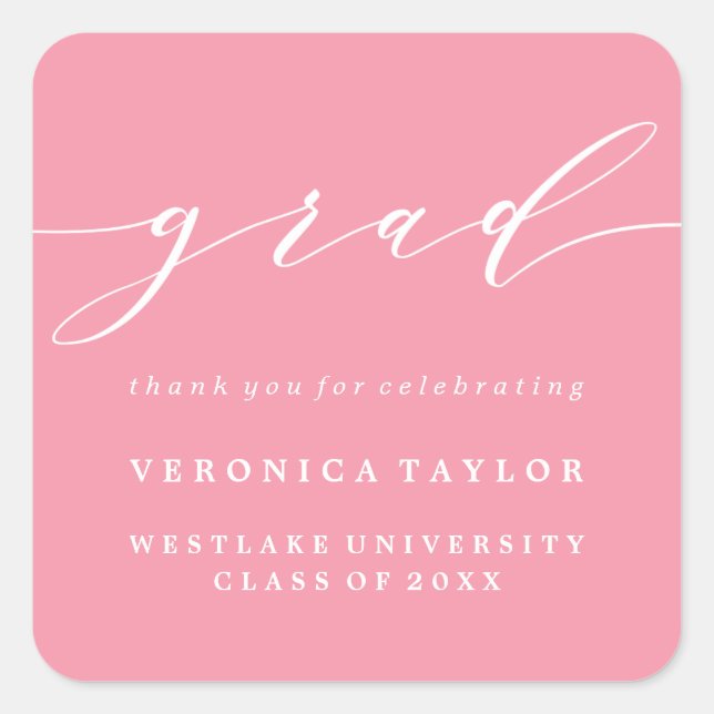 SIMPLE MINIMALIST CALLIGRAPHY GRADUATION STICKER (Front)