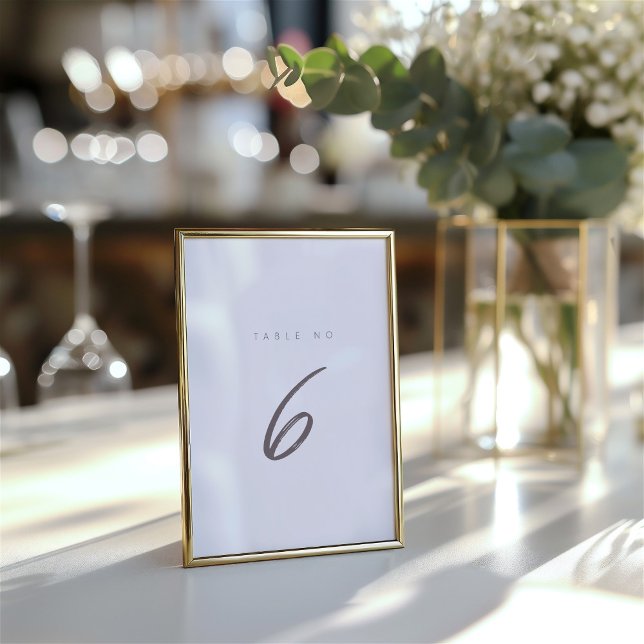 Simple Minimalist Calligraphy Six Table Number (Simple Minimalist Elegant Table Number)