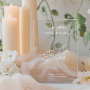 Simple Minimalist ﻿Calligraphy Wedding  Acrylic Invitations