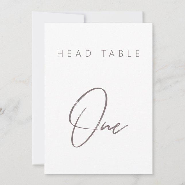 Simple Minimalist Calligraphy Wedding Table Number (Front)
