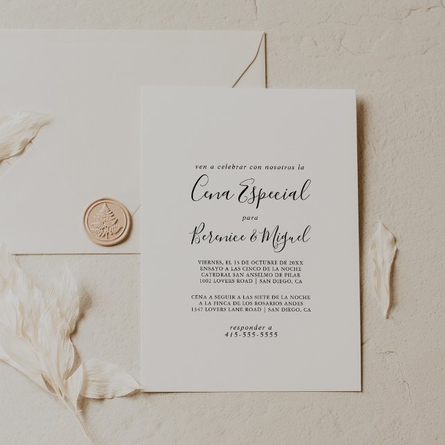 Simple Minimalist Cena Especial Invitation (Creator Uploaded)