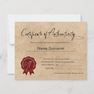 Simple Minimalist Certificate of Authenticity 